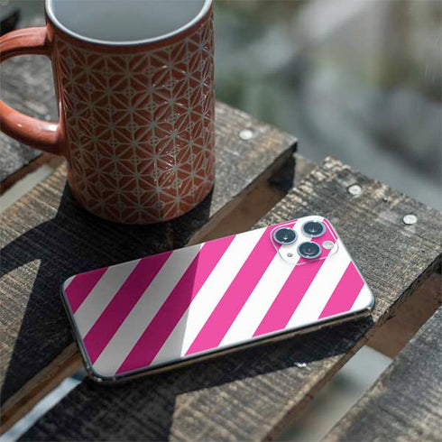 Pink and White Geometric Stripes iPhone 11 Pro Skin